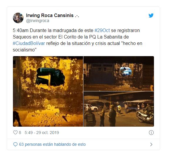 Se registraron intentos de saqueo en Ciudad Bolívar