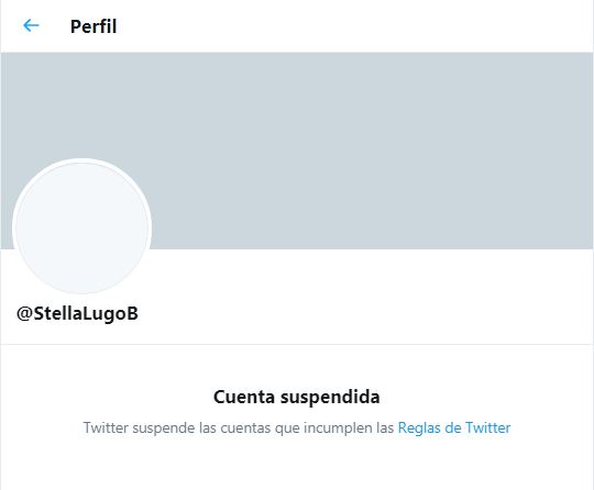 Twitter suspende cuenta de Stella Lugo