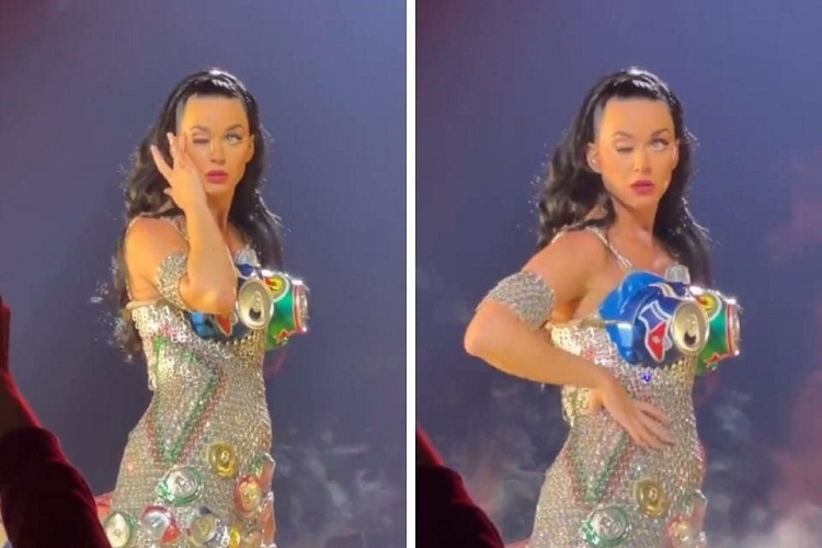 Katy Perry pierde el control de su párpado en medio de un concierto (VÍDEO)