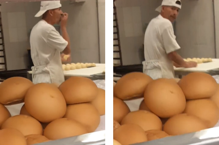 Captan a panadero lamiendo los panes antes de meter al horno (+video)