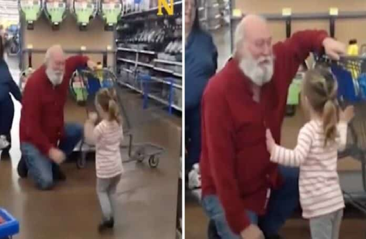Niña confunde a cliente de supermercado con Papá Noel
