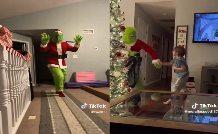 Padres se vuelven virales disfrazándose de Grinch y aterrorizando a sus hijos en Navidad