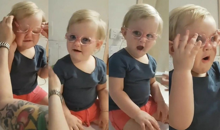 Video viral: la emocionante reacción de una bebé al usar lentes por primera vez