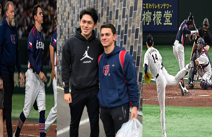 ¡Siguiendo la tradición! Lanzador de Japón le da un regalo al bateador de Republica Checa después de golpearlo