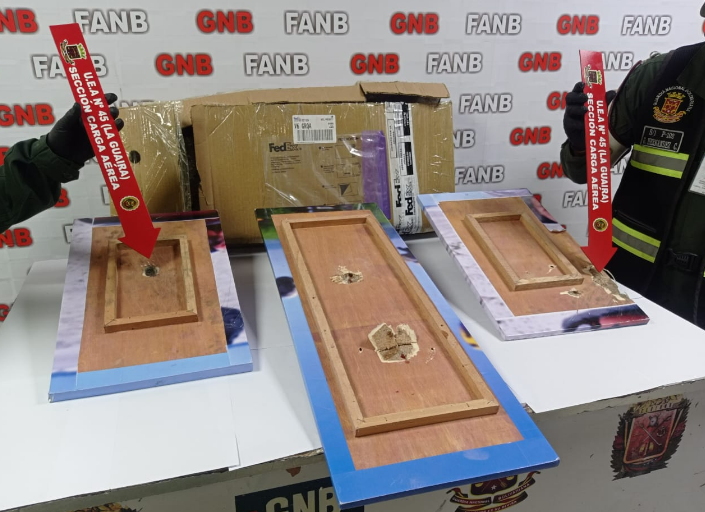 GNB incautó 5 kilos 400 gramos de Cocaína, impregnados en cuadros de madera