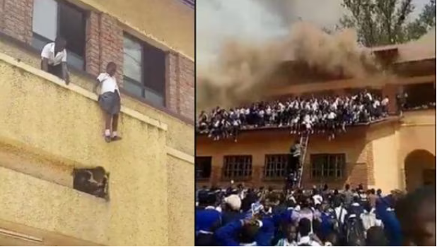 Alumnas saltaron del techo para escapar de incendio en liceo del Congo (VÍDEO)