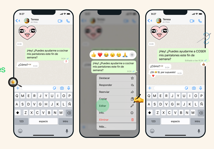 WhatsApp añade función para corregir mensajes enviados