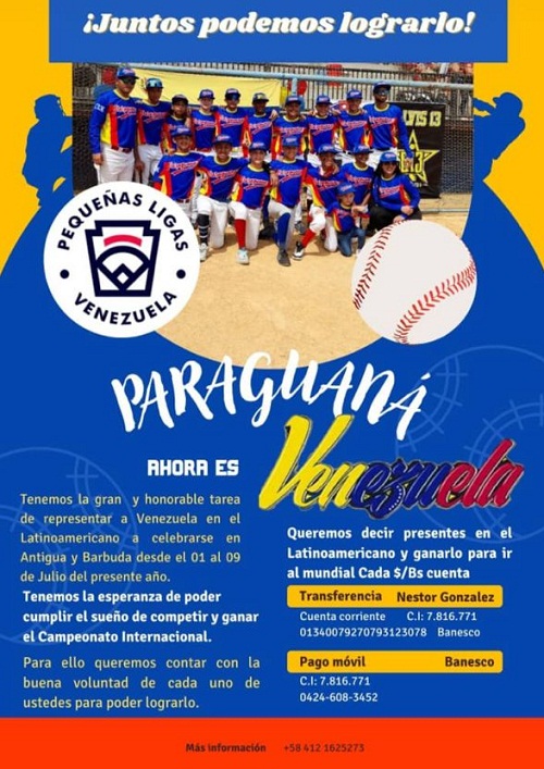 Selección Pequeñas Ligas de Paraguaná en apuros para conseguir recursos