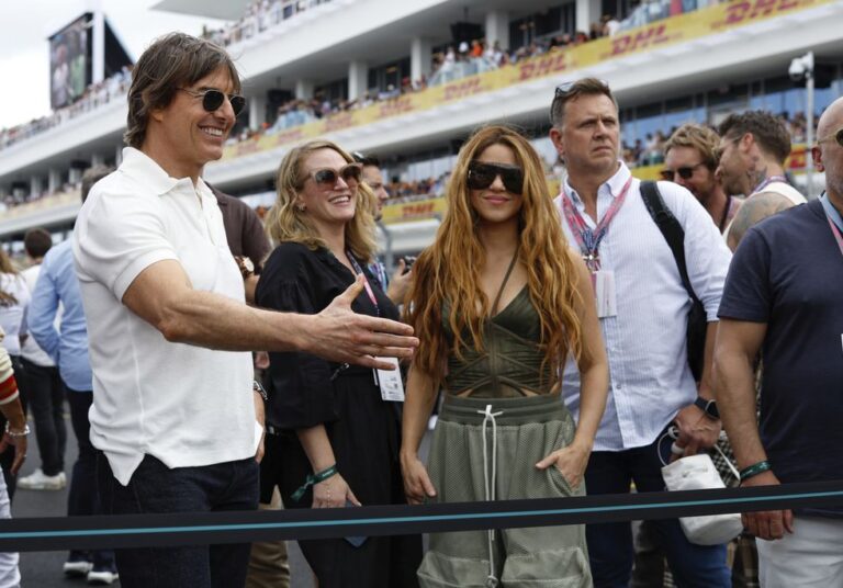Shakira estuvo junto a Tom Cruise en el Grand Prix de Miami de la Fórmula 1