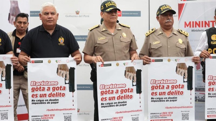 Policía de Perú arresta a 66 extorsionadores “Gota a Gota”