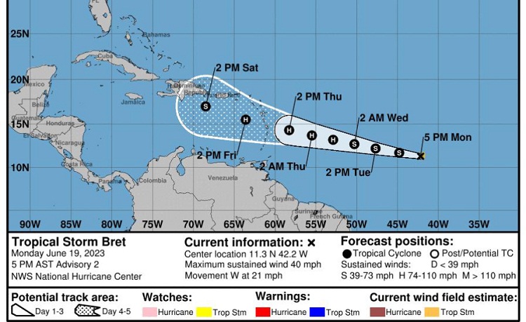 La tormenta tropical Bret se forma en el Atlántico
