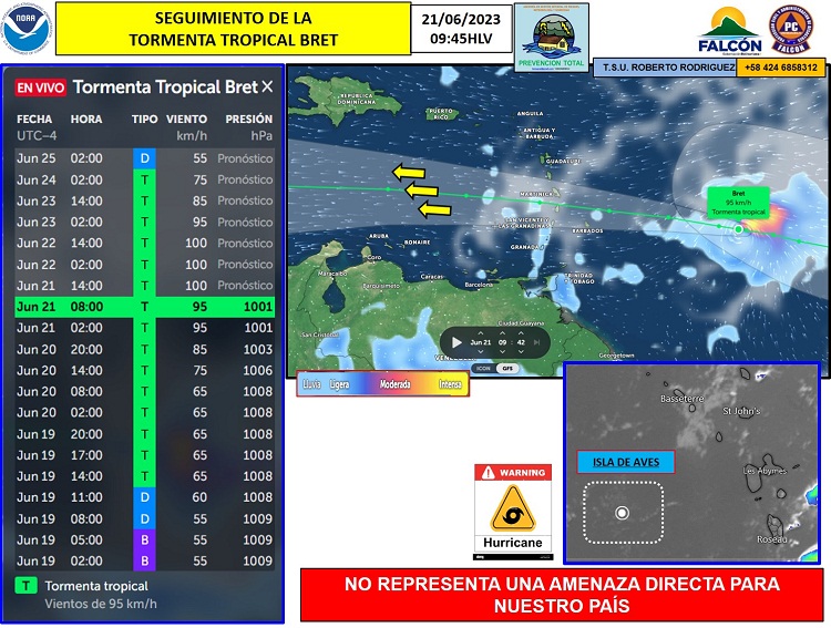 Tormenta Tropical Bret podría tocar la península de Paraguaná este sábado