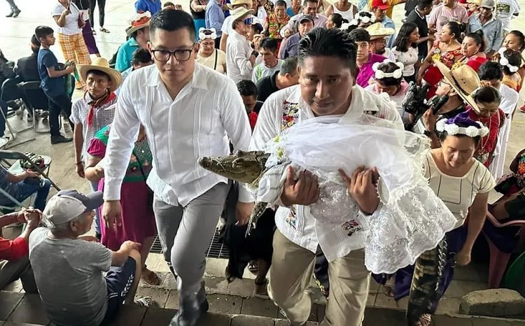 Alcalde mexicano se casa con un caimán en ritual ancestral