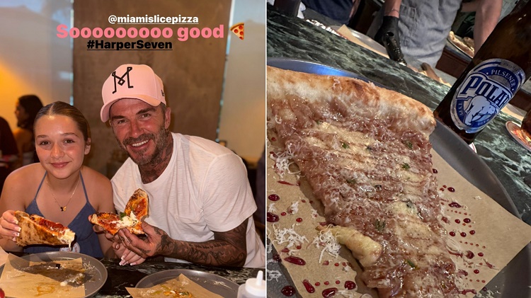David Beckham alborotó las redes tras comer pizza acompañado de una Polar