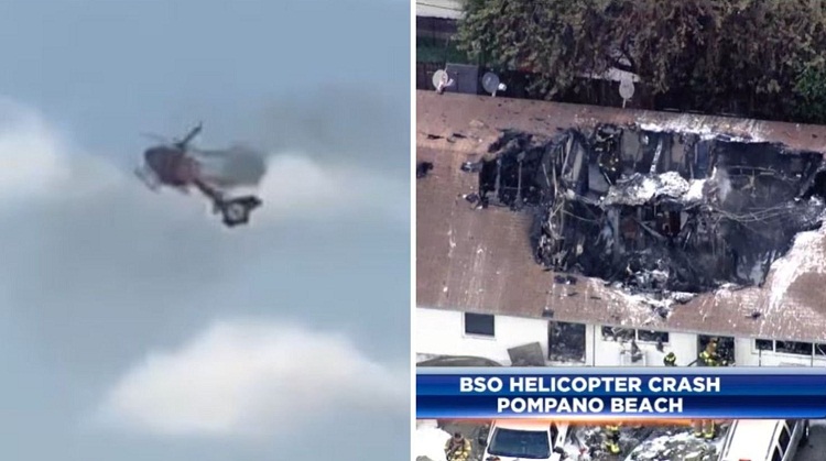 Helicóptero cae sobre edificio en Florida