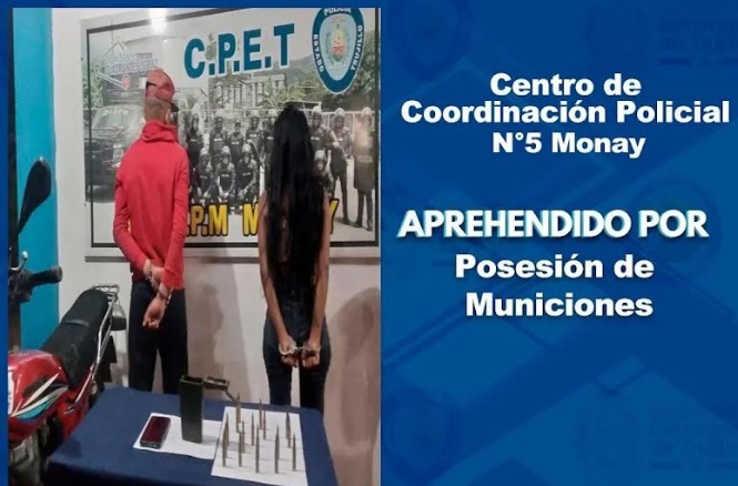 Detienen a pareja por posesión de municiones en Trujillo