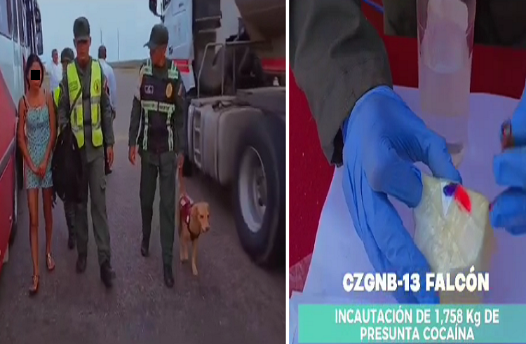 GNB incauta 1,758 kgs de cocaína a pasajera en alcabala de Cararapa