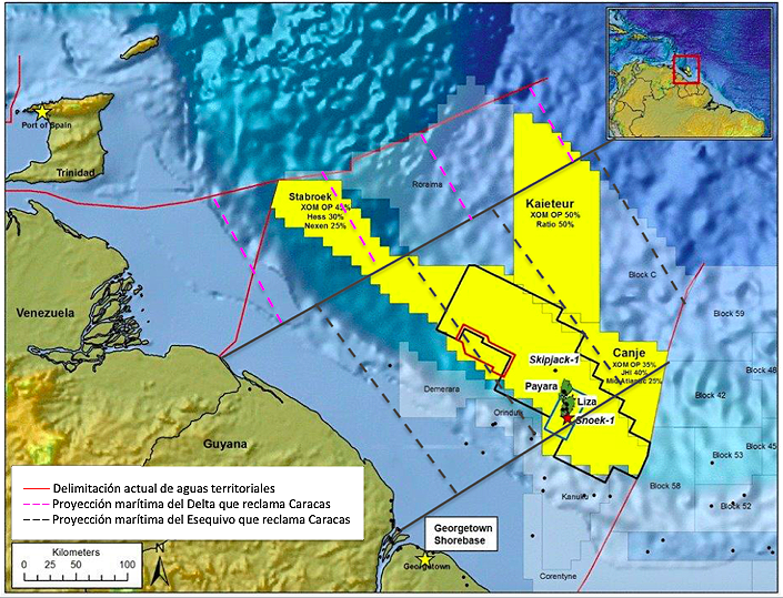 Venezuela rechaza «la ilegal» licitación petrolera que realiza Guyana en áreas marítimas en disputa