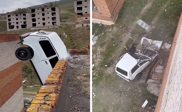 Video| Ruso intentó saltar desde un edificio a otro en un auto