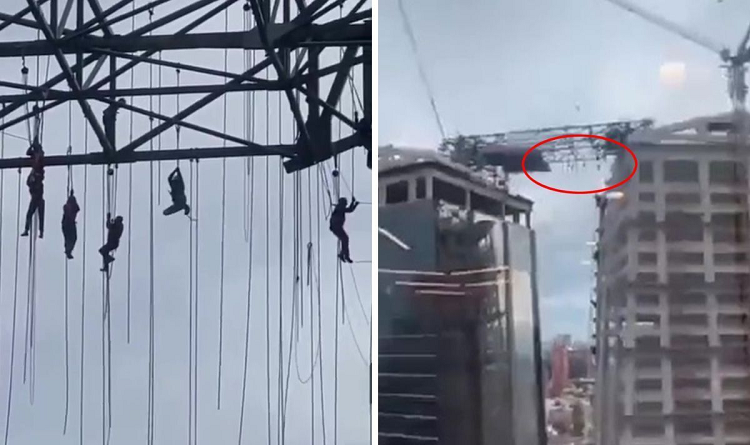 Impresionante video de obreros colgando de andamio a 140 metros de altura: uno de ellos murió
