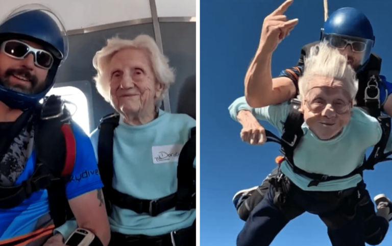 Una abuela de 104 años salta en paracaídas  y espera romper récord guiness