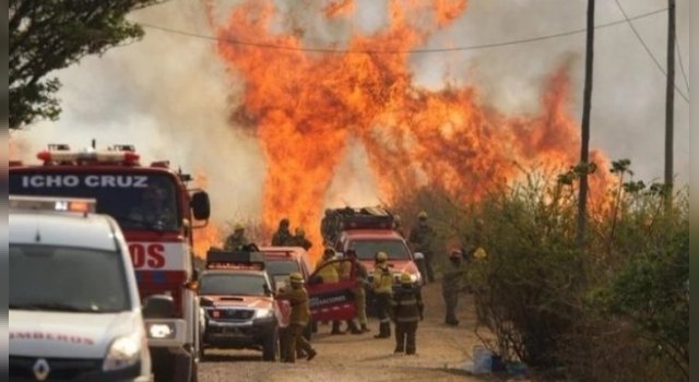 Se registra grave incendio forestal en  Córdoba, Argentina