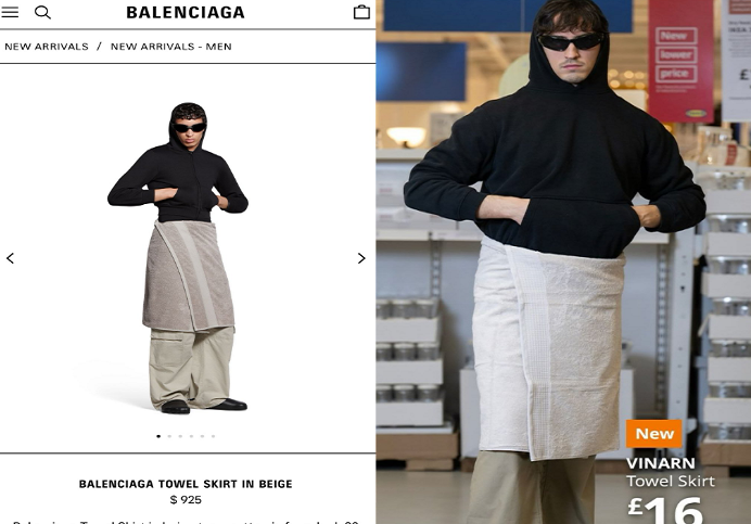 Balenciaga vende una falda toalla de 925 dólares para parecer que has salido corriendo de la ducha