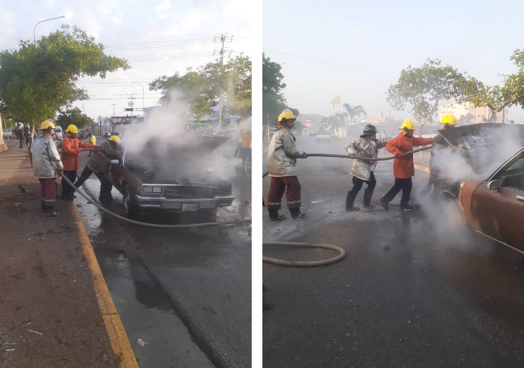 Bomberos Urbanos extinguen incendio de vehículo en la avenida Tirso Salaverría de Coro 