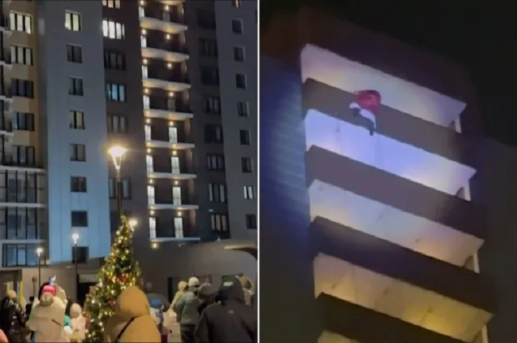 Escalador disfrazado de Papá Noel, cayó desde el piso 24 de un edificio
