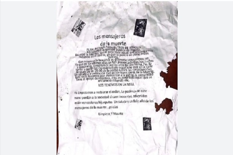 Venezolanos en Bogotá son amenazados por los «Mensajeros de la muerte»