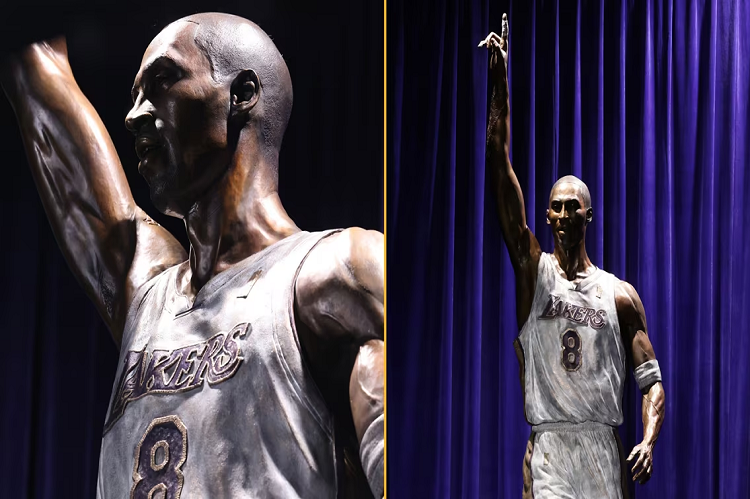 Los Lakers inauguran estatua de Kobe Bryant