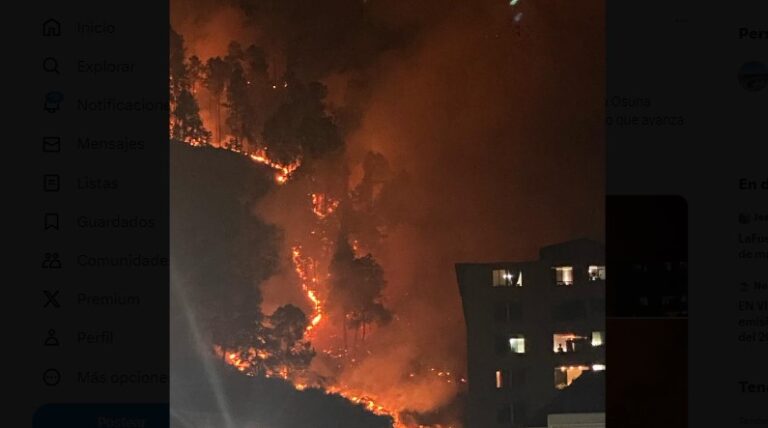 Un gran incendio forestal amenaza a urbanizaciones en Mérida 