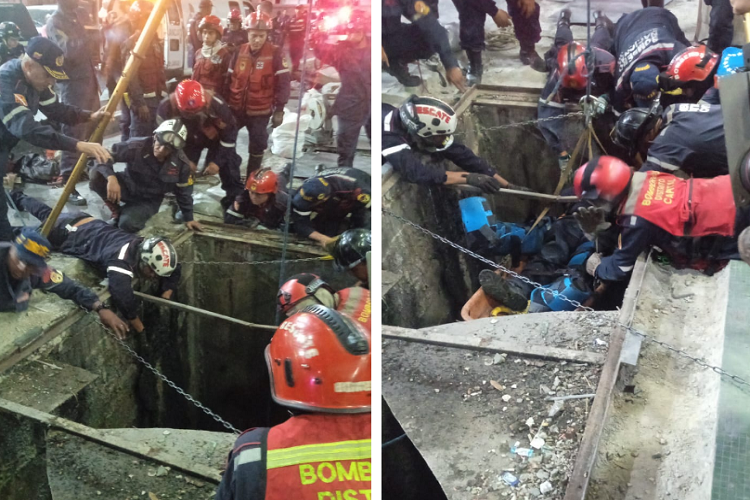 Tres personas cayeron en una alcantarilla en Caracas