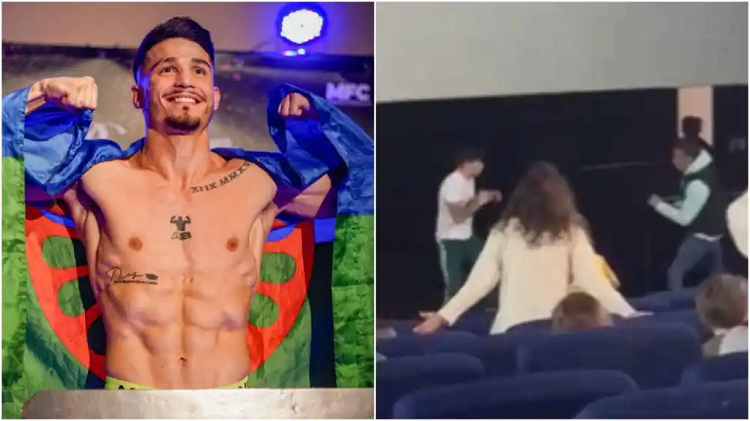 Boxeador profesional protagoniza una brutal pelea en un cine