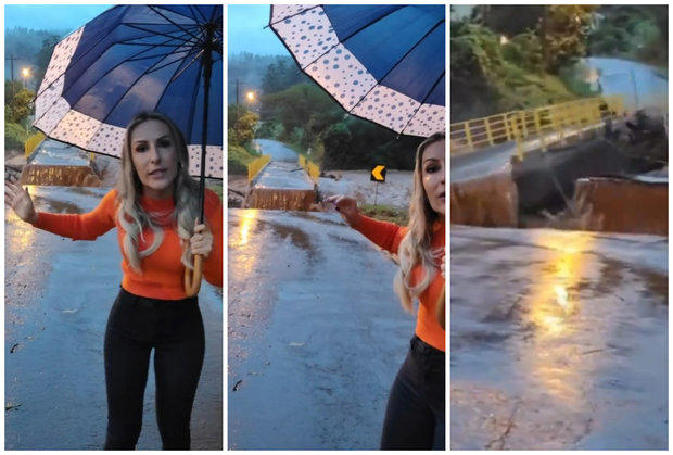 Un puente en Brasil colapsó mientras la alcaldesa transmitía en vivo
