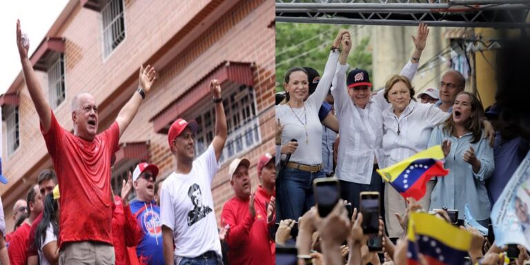 Así se ve la marcha de la oposición y oficialismo en La Victoria, Aragua