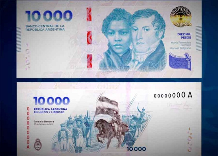 Argentina lanza nuevo billete de 10.000 pesos