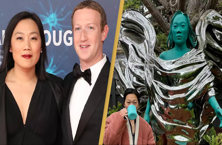 Mark Zuckerberg instala una enorme estatua de su esposa Priscilla Chan en el jardín de su casa