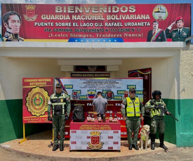 GNB detiene en el Puente sobre el Lago a un hombre con casi 6 litros de Cocaína líquida