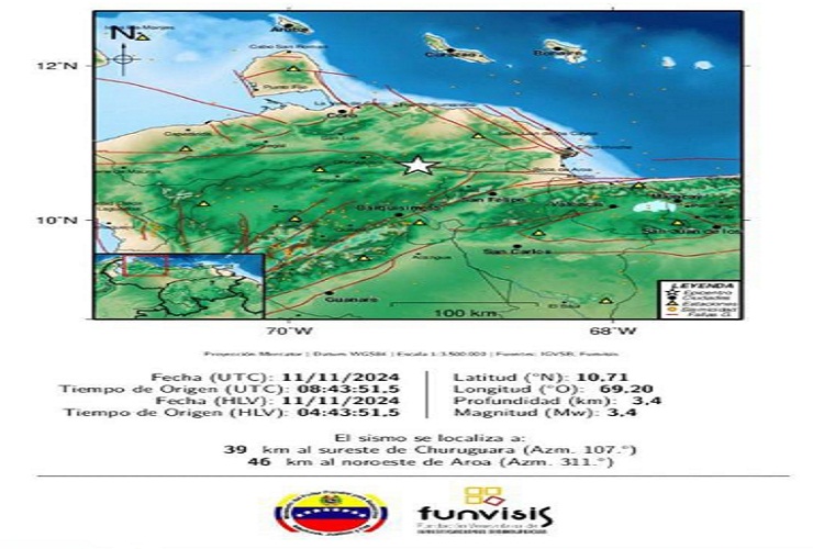 Churuguara registra un sismo este 11-Nov