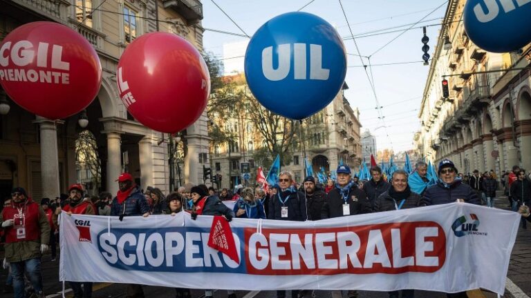 Huelga general en Italia contra los presupuestos de Meloni